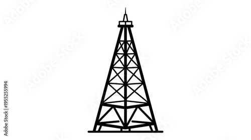 Graphic representation of an oil derrick or transmission tower, isolated white background vector.