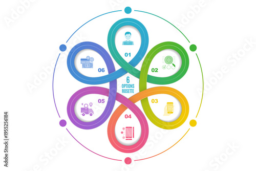 Circular diagram template with 6 options, infographic vector illustration.