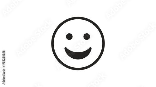 Classic smiling emoji outline icon, expressing happiness and general joy, isolated white background.