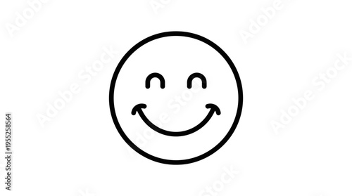 Gently smiling emoji outline icon, conveying positivity and a friendly mood, isolated white background.