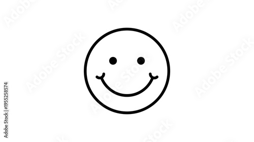 Slightly smiling emoji outline icon, representing mild happiness and contentment, isolated white background.