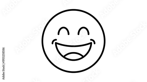 Happy Laughing Emoticon Expressing Joy and Merriment on Isolated White Background