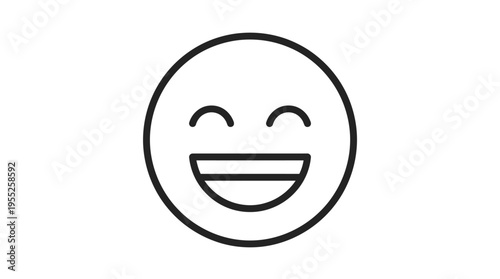 Happy Laughing Emoticon Expressing Joy and Merriment on Isolated White Background