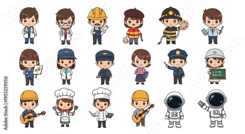 various cartoon people occupations.