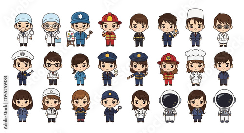 Various Occupation Cartoon Characters.