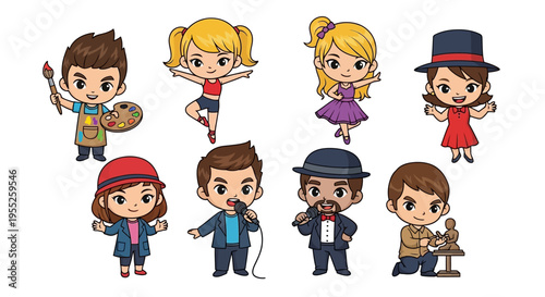 Cartoon characters various professions.