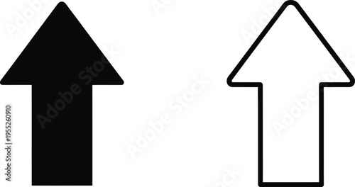 Up arrows pointing upwards black and white isolated on transparent background, Vector