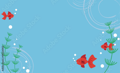 夏の爽やか金魚のいる水中波紋のイラスト