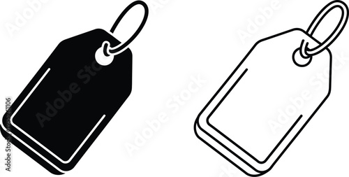 Black and white price tags isolated on transparent background, Vector