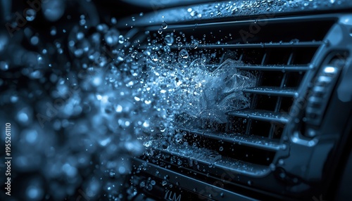 Wallpaper Mural Refreshing Air: An up-close view captures the essence of a car's ventilation system, where water droplets burst forth from the air vents. Capturing the interplay of technology and refreshment. Torontodigital.ca