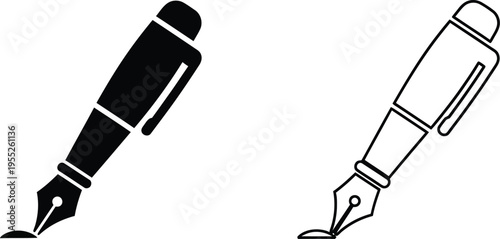 Fountain pens illustration isolated on transparent background, Vector