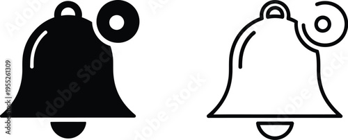 Bell icon set notification symbol isolated on transparent background, Vector