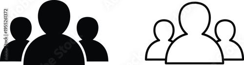 Group of people icons set isolated on transparent background, Vector