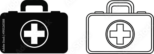 First aid kit icons isolated on transparent background, Vector