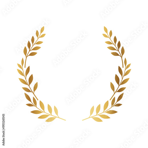 Elegant golden laurel wreath isolated on white background minimal botanical frame luxury design element for logo branding award certificate wedding invitation and premium packaging