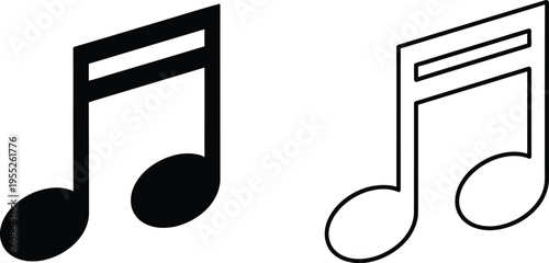 Music notes symbols isolated on transparent background, Vector