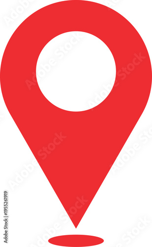Red Minimal Map Pin Icon for UI Design