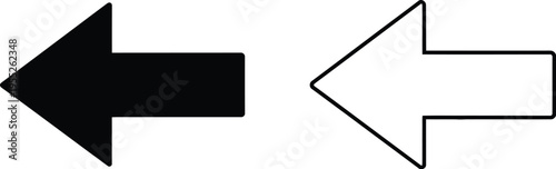 Black and white arrows pointing in opposite directions isolated on transparent background, Vector