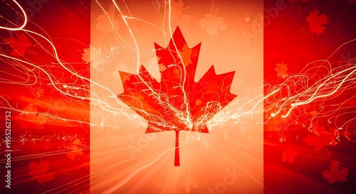 Vibrant canada day celebration with maple leaf flag design commemorating canadian national day on july 1st with patriotic red and white colors