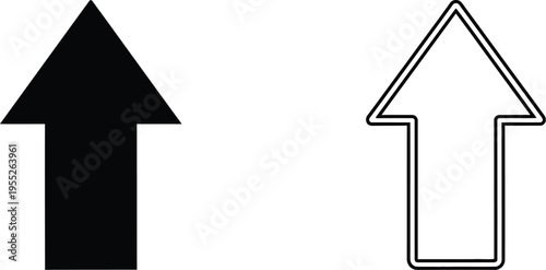 Up arrows black and white icons isolated on transparent background, Vector