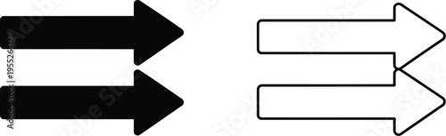 Double arrow signs direction isolated on transparent background, Vector