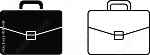 Briefcases line icon set isolated on transparent background, Vector