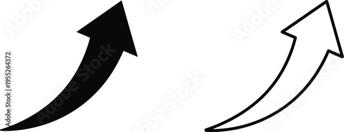 Arrows pointing up and to the right isolated on transparent background, Vector