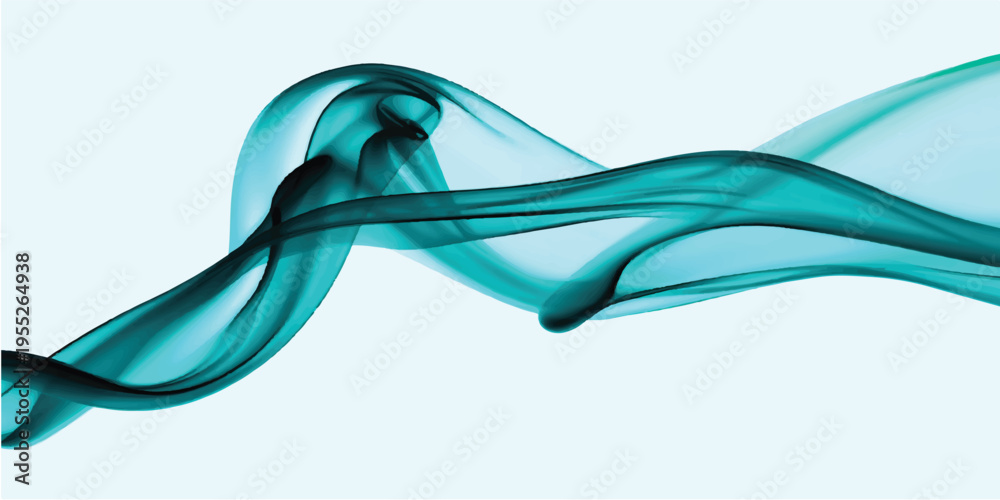 Naklejka premium An abstract wave of smooth blue smoke flows in a soft swirling pattern, creating an artistic light design with curved lines on a white background