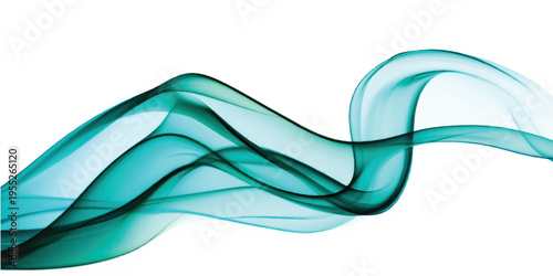 Smooth abstract blue smoke and wave patterns flow in a graceful curve design, featuring colorful motion swirls and light shapes on a vibrant vector art backdrop