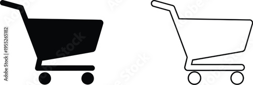 Shopping cart icons isolated on transparent background, Vector