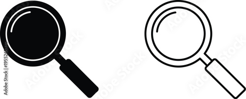 Magnifying glass icons isolated on transparent background, Vector