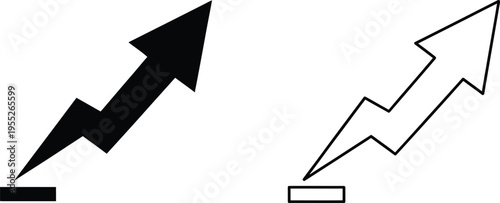 Upward arrows growth success isolated on transparent background, Vector