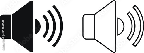 Sound waves speaker icons isolated on transparent background, Vector