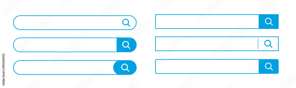 Obraz premium ブルー検索バーUIセット（Web・アプリ用検索フォームデザイン素材）
