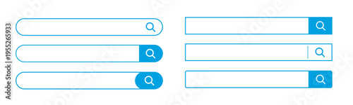 ブルー検索バーUIセット（Web・アプリ用検索フォームデザイン素材）