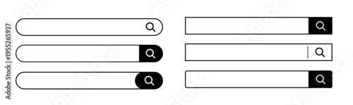 検索バーUIセット（モノクロ・シンプル検索フォームデザイン素材）