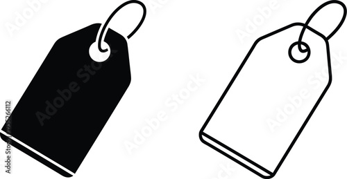 Black and white price tags isolated on transparent background, Vector
