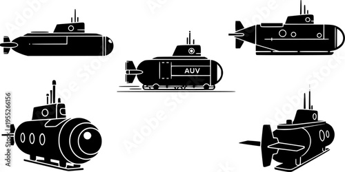 Autonomous Unmanned Underwater Vehicle UUV Submerged in Ocean, Future Submarine Naval Technology
