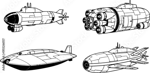 Autonomous Unmanned Underwater Vehicle UUV Submerged in Ocean, Future Submarine Naval Technology
