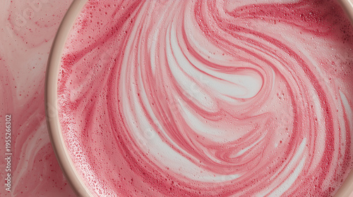 ストロベリーラテの淡いピンク模様 / Soft Pink Patterns of Strawberry Latte Foam