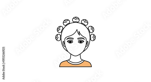 Woman with Hair Rollers, Preparing for Hairstyle, Beauty Routine