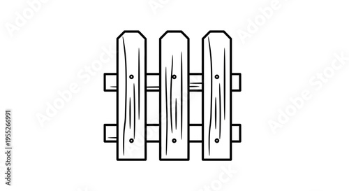 Wooden Picket Fence Section - Rustic Garden Boundary Barrier
