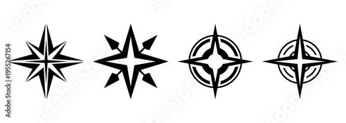 Black compass direction sign for map