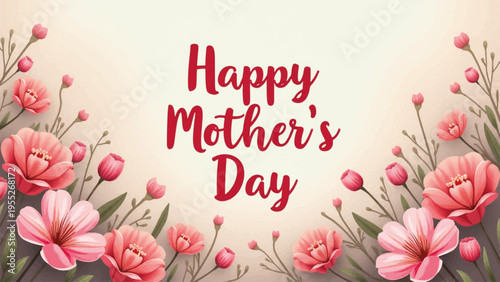 Mother's Day floral greeting banner vector