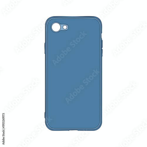 Blue smartphone case with dual camera cutout and button details