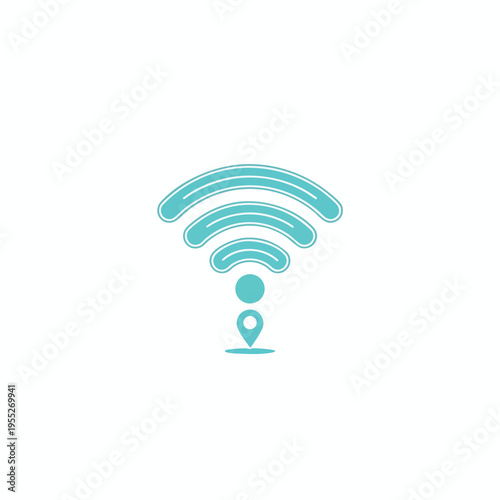 Teal WiFi symbol with a location pin