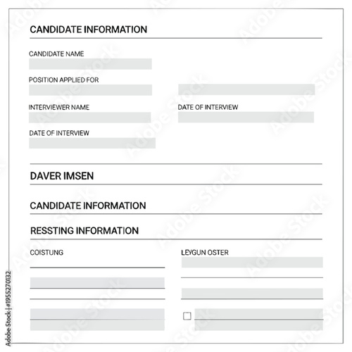 A form with fields for candidate and interview information, and a section for assessment results
