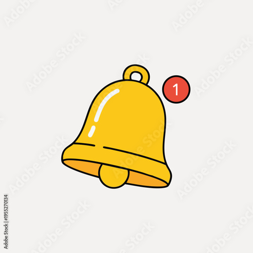 A bright yellow bell icon with a red notification bubble showing the number 1
