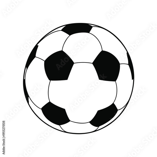 Classic black and white soccer ball on a plain background