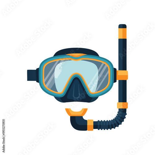 Blue and orange diving mask with snorkel